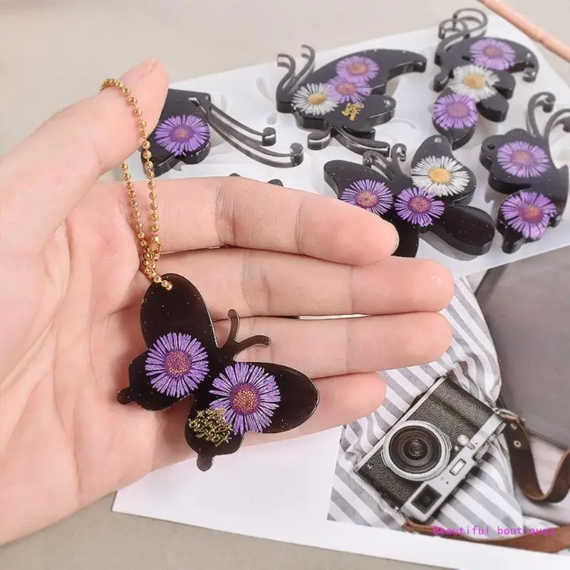 Симпатичная форма для бабочки силиконовая ключей кулон эпоксидная литья Прямая