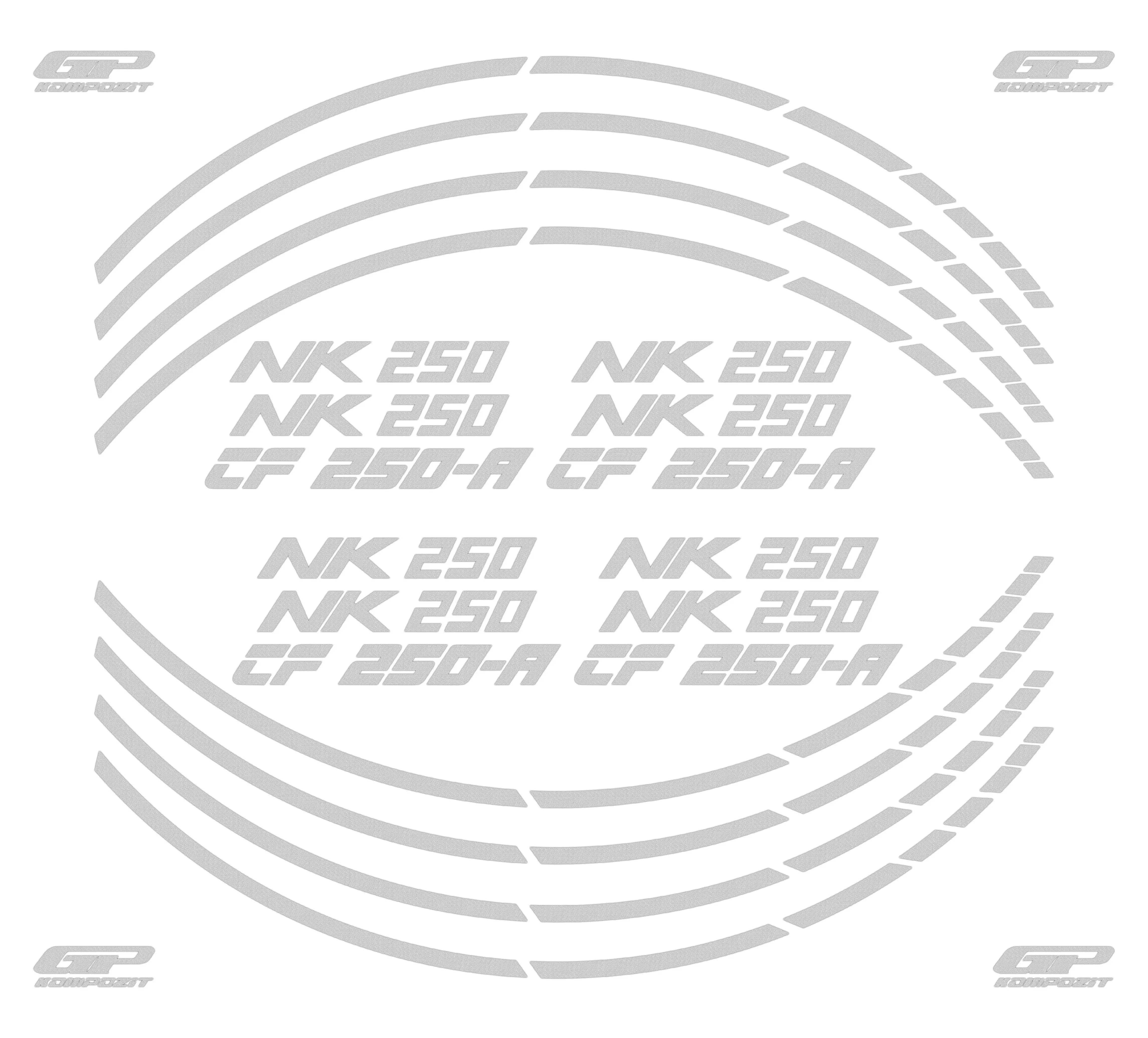 

GP Composite CF Moto 250 NK 2018-2022 совместимая полоса обода Металлик Серый