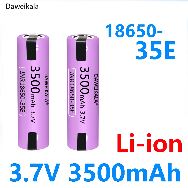 

3.7V 3500mAh Daweikala New 35E 18650 High Power Chargeable Lithium Battery, High Power Discharge 30A High Current + DIY Nickel