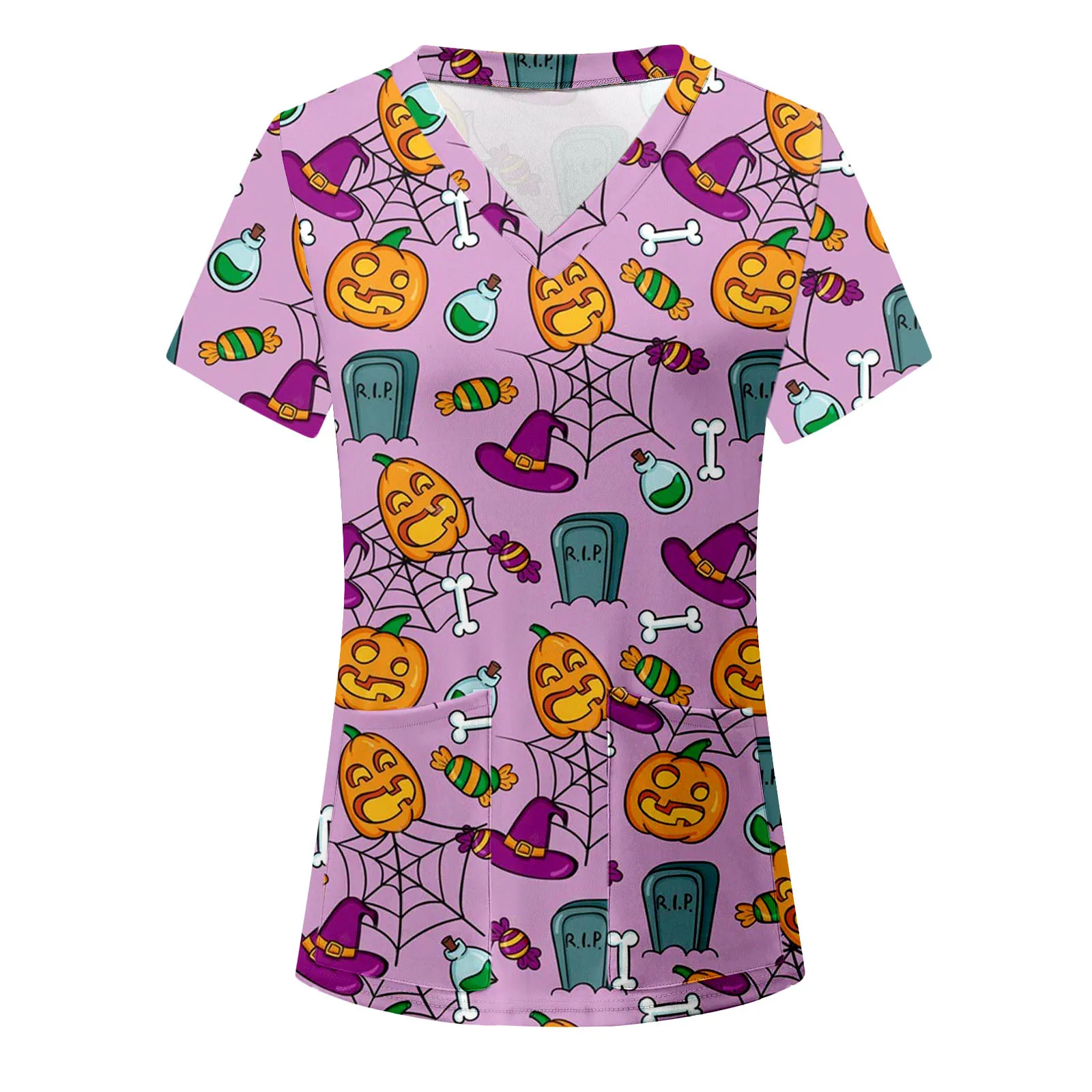 

Women Casual Halloween Print V Neck Short Sleeve Shirts for Women Dressy One Shoulder Silk Blouse Womens Long Sleeve Sweaters