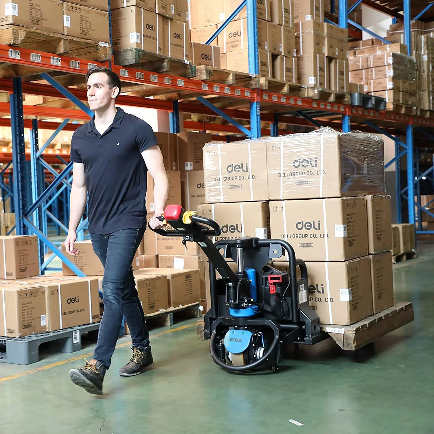 

Powered Hydraulic Pallet Jack, 1500kg Capacity Full Electric Pallet Truck