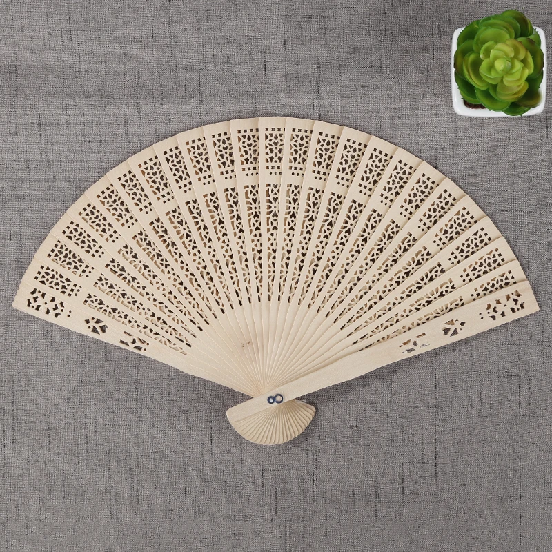 

Choose Bamboo Wooden Make Folding Hollow Out Carved Hand Fan Weeding Decoration Home Carfts Cute And Take Easily