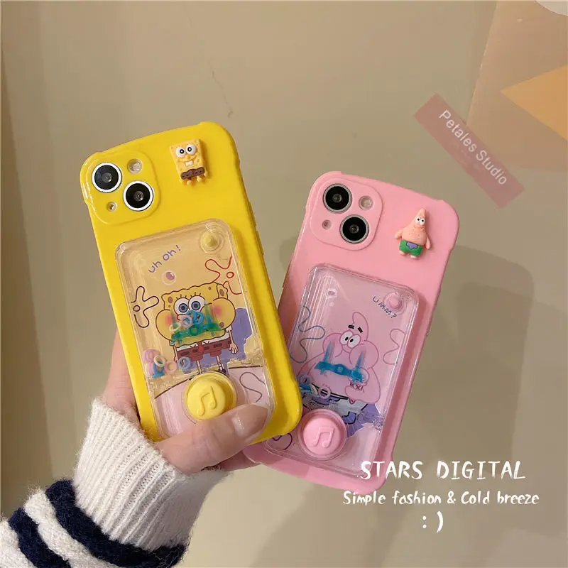 

Bandai SpongeBob Patrick Star Silicone Phone Case for iPhone13 12 11 Pro Max X XS MAX XR Cartoon Double Layer Case Soft Cover