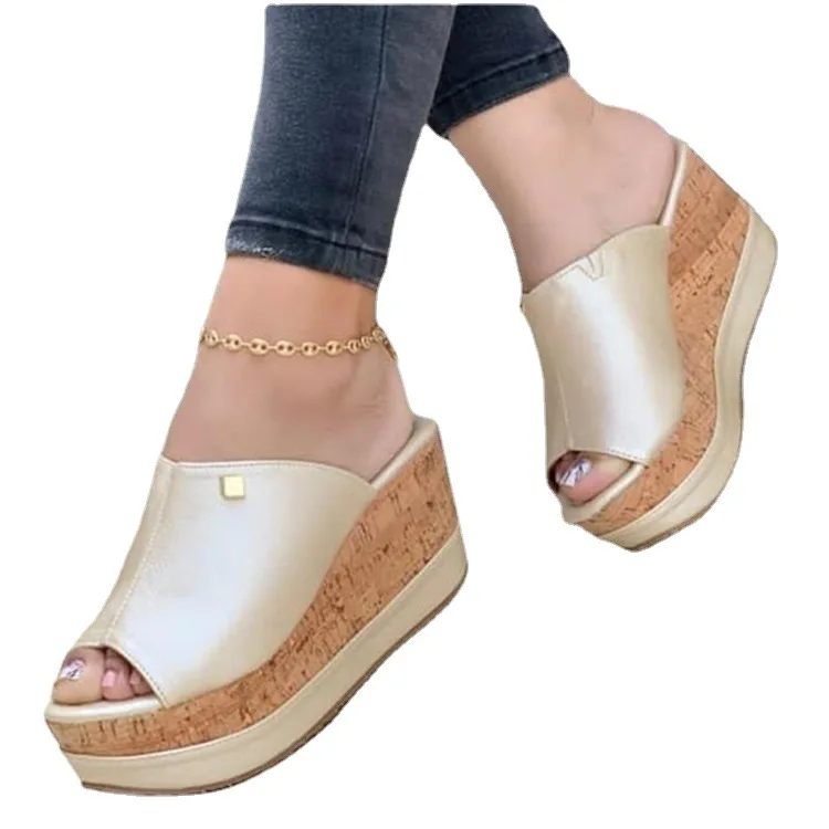 

Wedge Slippers Women Shoes 2022 New Summer Peep Toe Sandals Fashion Platform Slippers Outdoor Casual Flip Flops