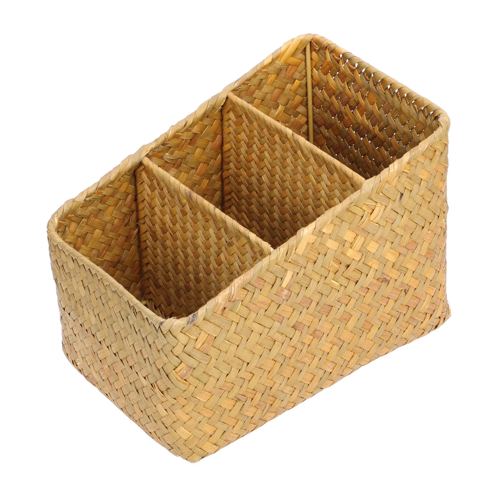 

1Pc Desktop Organizer Bamboo Storage Box Wickerwork Decor Basket Container for Home Storage Household Bedroom