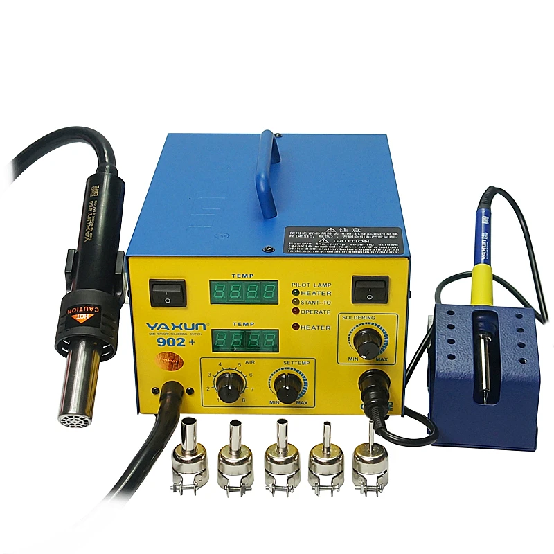 

Soldering Station Hot Air Digital BGA Rework Station Smd Heater Soldering Iron With 5 Nozzles 220v 110v YX-902D+