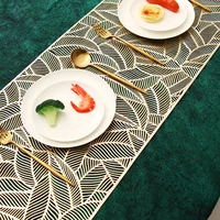pvc gold printing table flag placemat leaves non slip restaurant table heat insulation table runner coasters wedding decoration