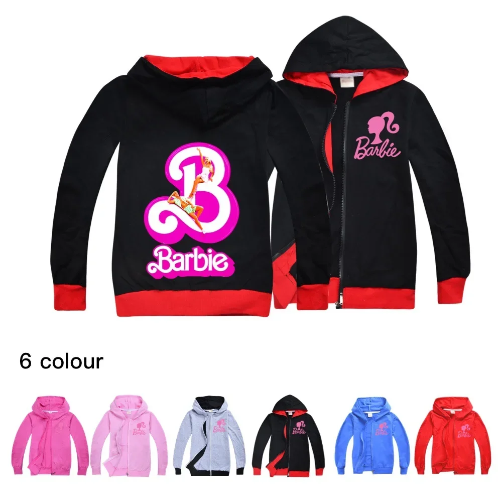 

MINISO Barbie The Movie Children's Spring and Autumn Jacket Cardigan Zipper Jacket Sweatshirt Hoodie Christmas Best Gift