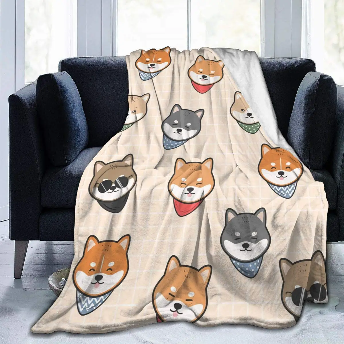 

Cute Shiba Inu Japanes Dog Soft Warm Throw Blanket 60x80inch Lightweight Flannel Fleece Blanket for Couch Bed Sofa Travelling