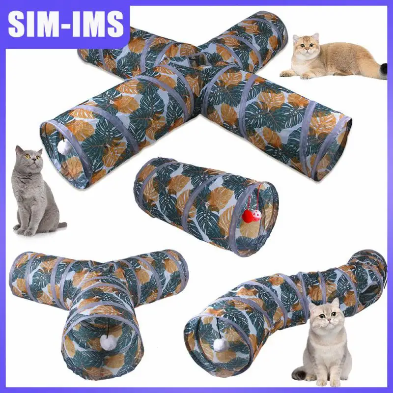 

Cat Tunnel Tube Cat Channel Rabbit Animal Play Tubes Convenient Toy Tunnel Bored Printing Foldable Pet Crinkle Tunnels Polyester