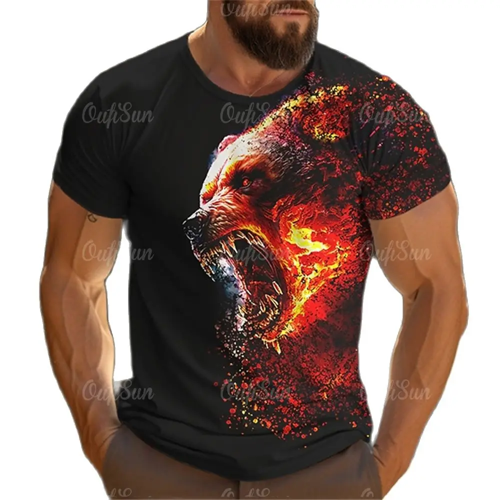 

Men For Tshirt Animal Polar Bear Print Round Neck Short Sleeve Summer Daily Street Oversized Tops Men's T-Shirt Shirts Clothing