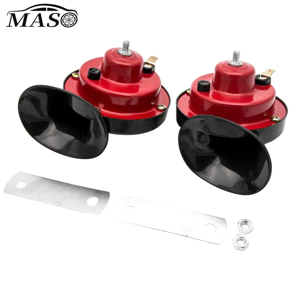 

2pcs Universal 12V 120DB Car Air Horn for Cars Vans Bikes Truck SUV Boats Red Electric Snail Signal Horn KX-2002