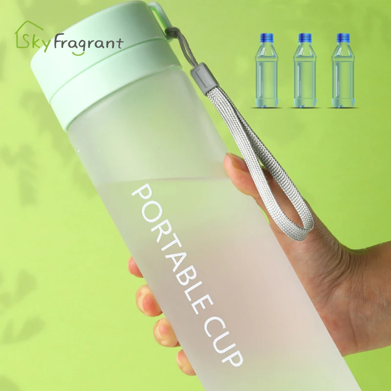 Outdoor Large Capacity Sports Water Bottle Frosted Plastic Cup Portable Rope Gift Mug Customizable Print Logo |