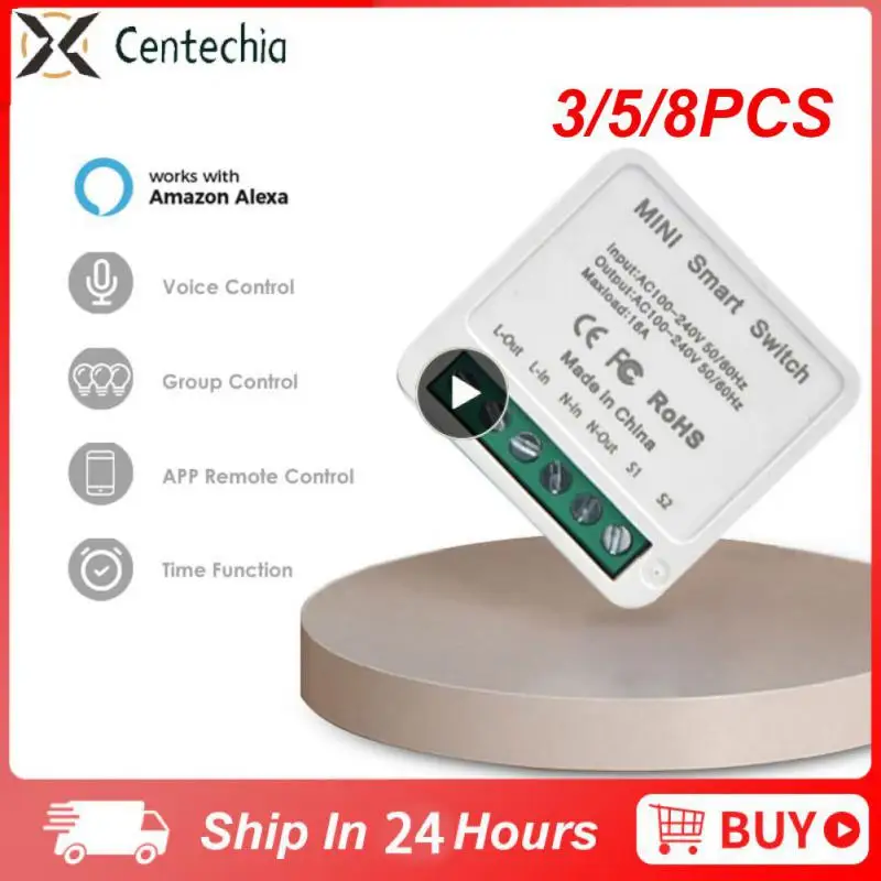 

3/5/8PCS Mini Module Diy Wireless Smart Switch Ac 100-240v 16a Breaker Smart Home Automation Wireless Switches