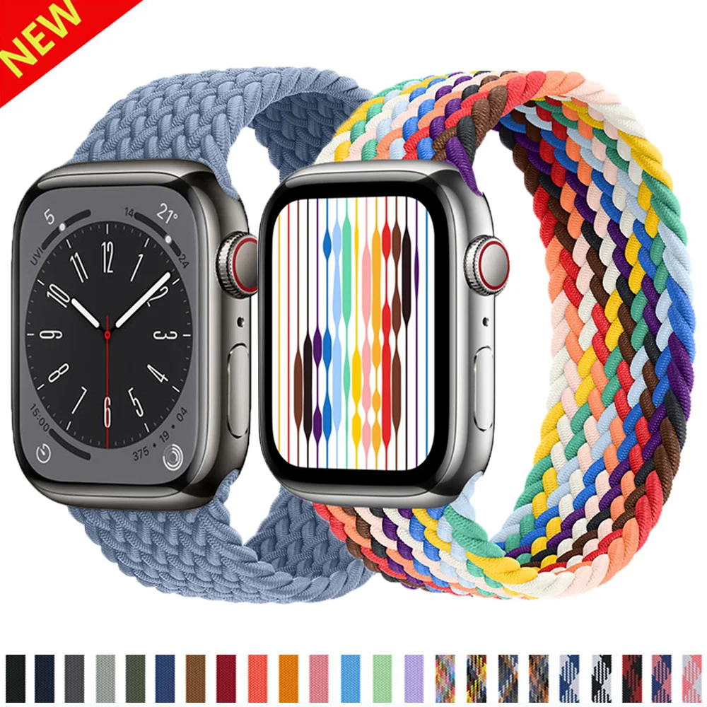 

Ремешок Соло для Apple Watch band 44 мм 45 мм 40 мм 41 мм 42 мм 38, плетеный браслет correa для iWatch series 3 4 5 SE 6 7 8 ultra 49 мм