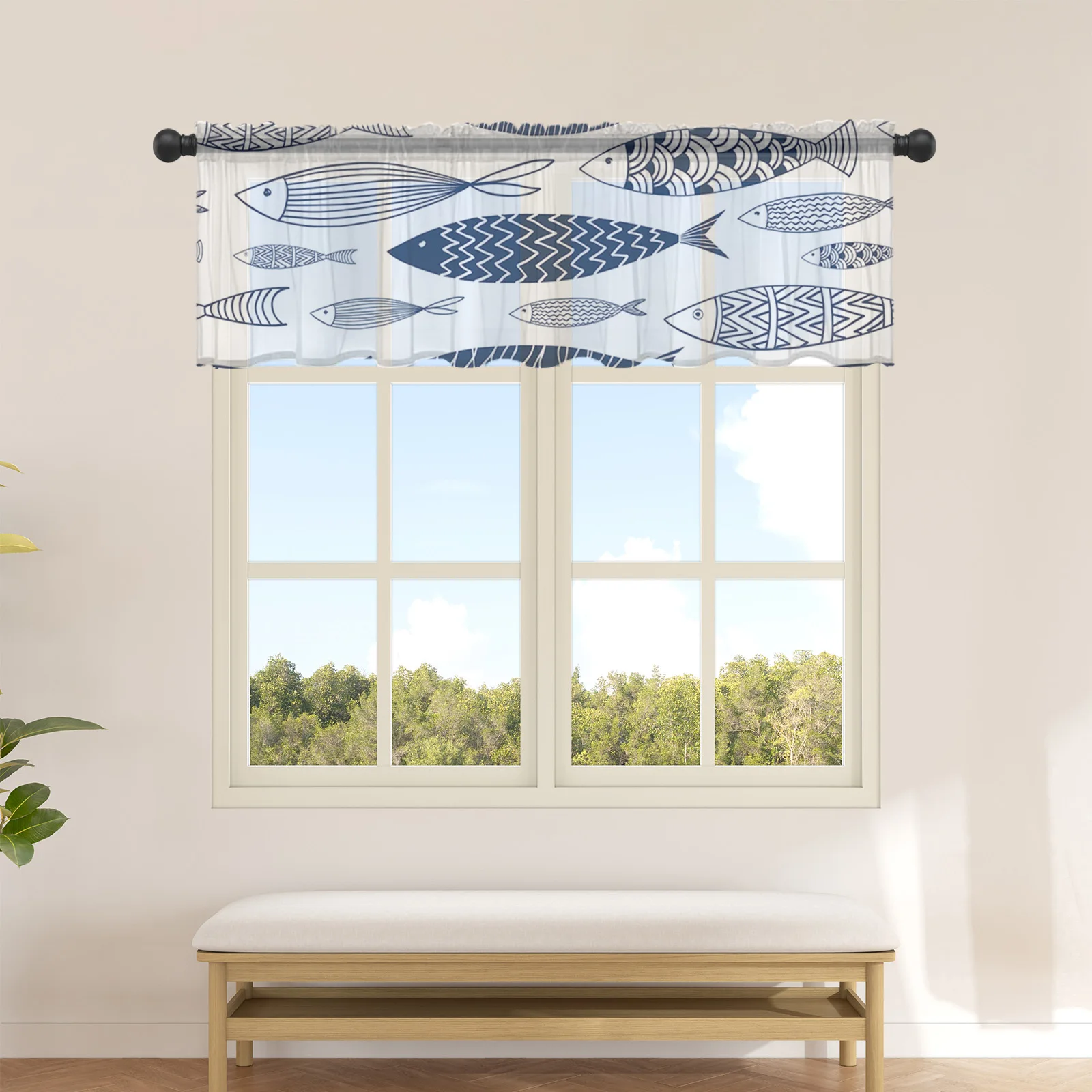 Рыба каракули полосатые линии Япония маленькая тонкая Короткая занавеска для