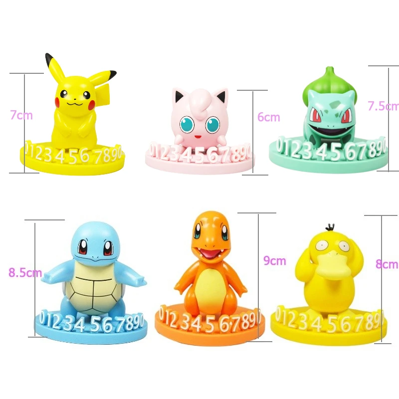 

Genuine Pokemon 6 Models Pikachu Charmander Psyduck Squirtle Jigglypuff Bulbasaur Anime Decor Car Phone Number Toys Dolls Gift