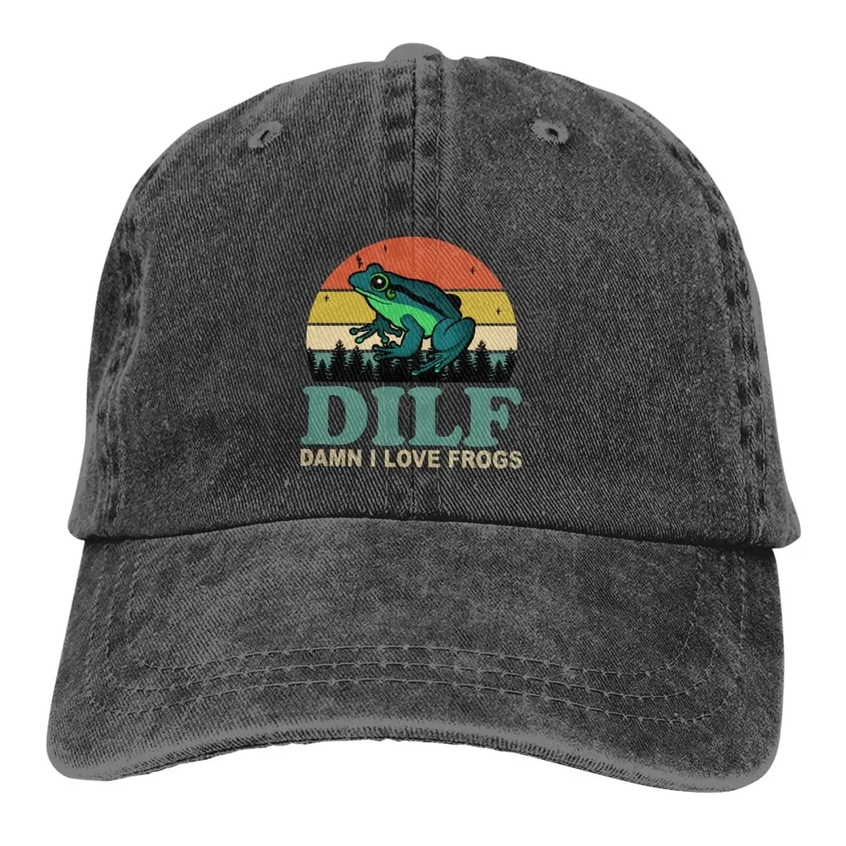 

Meme Multicolor Hat Peaked Women's Cap DILF Damn I Love Frogs Classic Personalized Visor Protection Hats