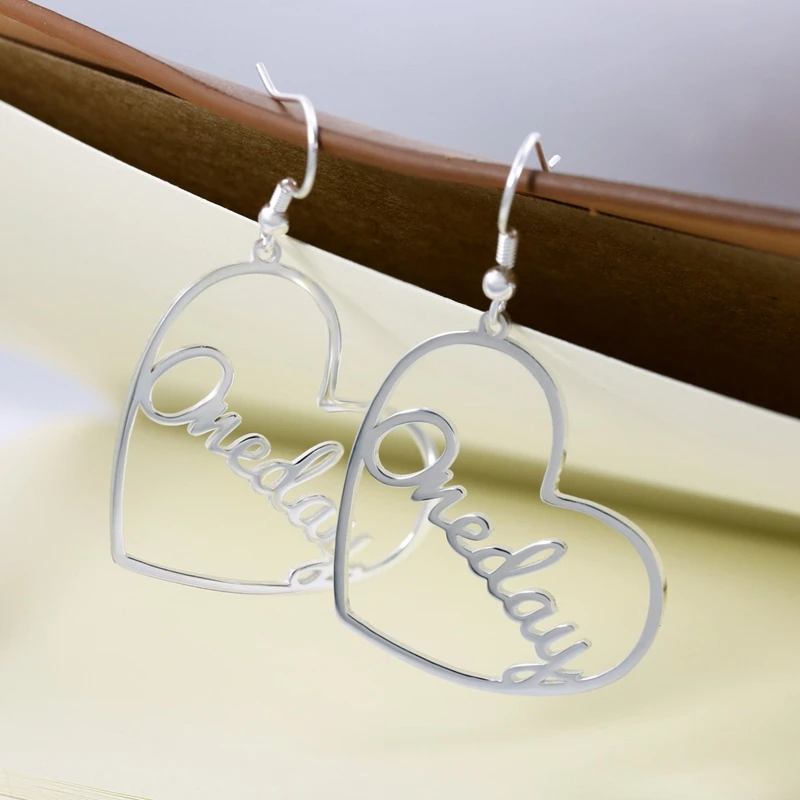 

Handmade Personalized Name Drop Earrings Fashion Jewelry Stainless Steel Customized Dangle Earrings For Women Girl Love Gifts