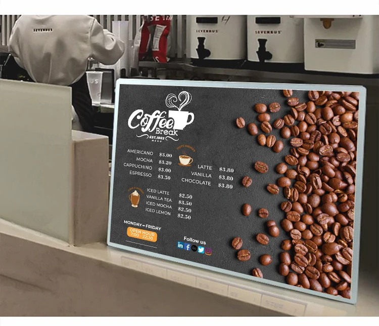 A3 Menus Display Stander Frame Плакат Светодиодный светильник Рекламная коробка Тонкая