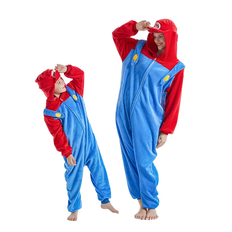 

Super Brother Mari Bros Onesies Pajamas Cartoon Halloween Cosplay Costume Kigurumi Pyjamas Party Dress Pijamas for Adult Child