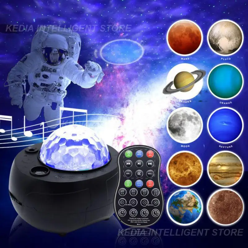 

Dc5v/1a Stars Ocean Ripple Lamp Rotating Atmosphere Lamp Birthday Decoration Astronaut Projector Starry Sky 10 Stars 8w Led