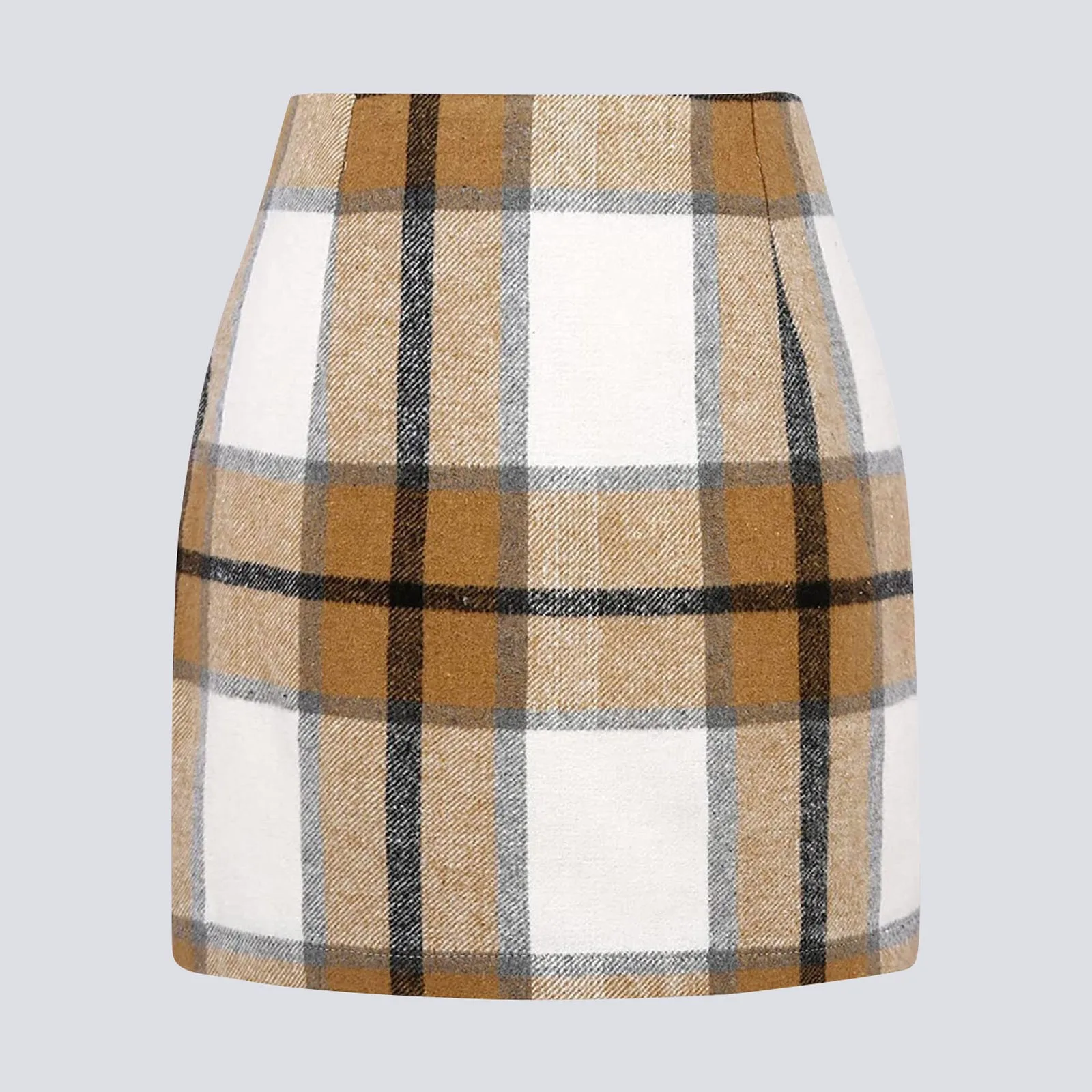 

Women Elegant Lettuce Trim Solid High Waisted Pencil Midi Skirt Mini Plaid Skirts for Women Sexy