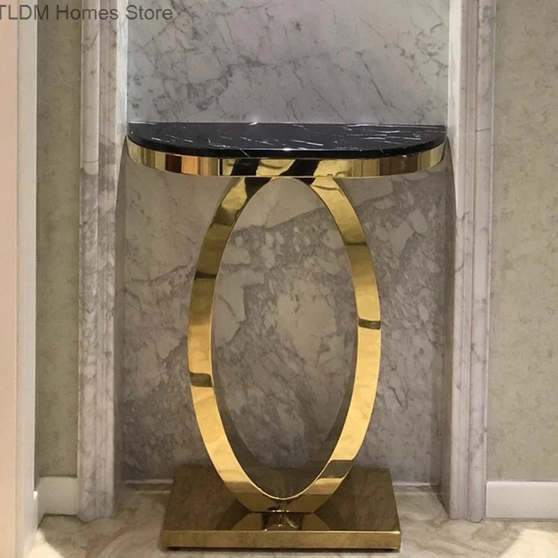 Консоль дизайнерская металлическая для гостиной роскошный угловой столик в