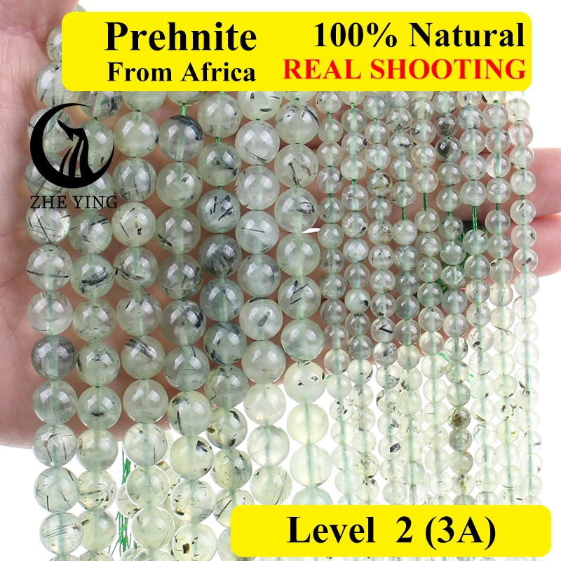 

Zhe Ying 100% Natural Prehnite Stone Smooth Round Loose Spacer Gemstone Beads for Jewelry Making 15" Strand 6 8 10 MM