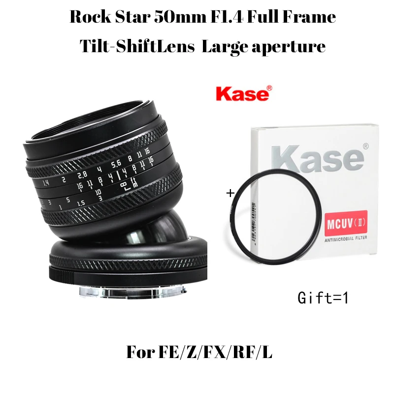 Rock Star 50mm F1.4 Full FrameTilt-Shift Lens Manual Focus Large aperture Camera Lensfor sony A7M3 CanonR5R6 Nikon Z6 7 Fuji XT4