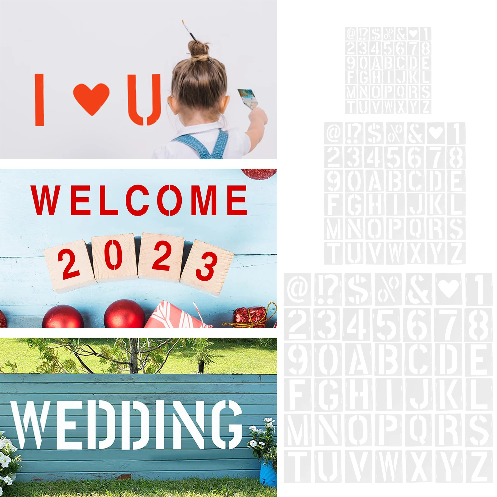 42 шт. трафареты с надписью и цифрами