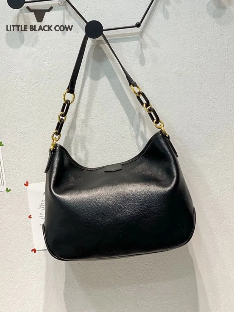 

Women Shopping Bag Large Capacity Casual Tote Brand Genuine Leather Shoulder Handbag Solid Color Female Single Crossbody Bags