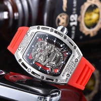 new classic tonneau luxury top brand skull watch men hip hop chronograph sports military silver mens watches male clock boys
