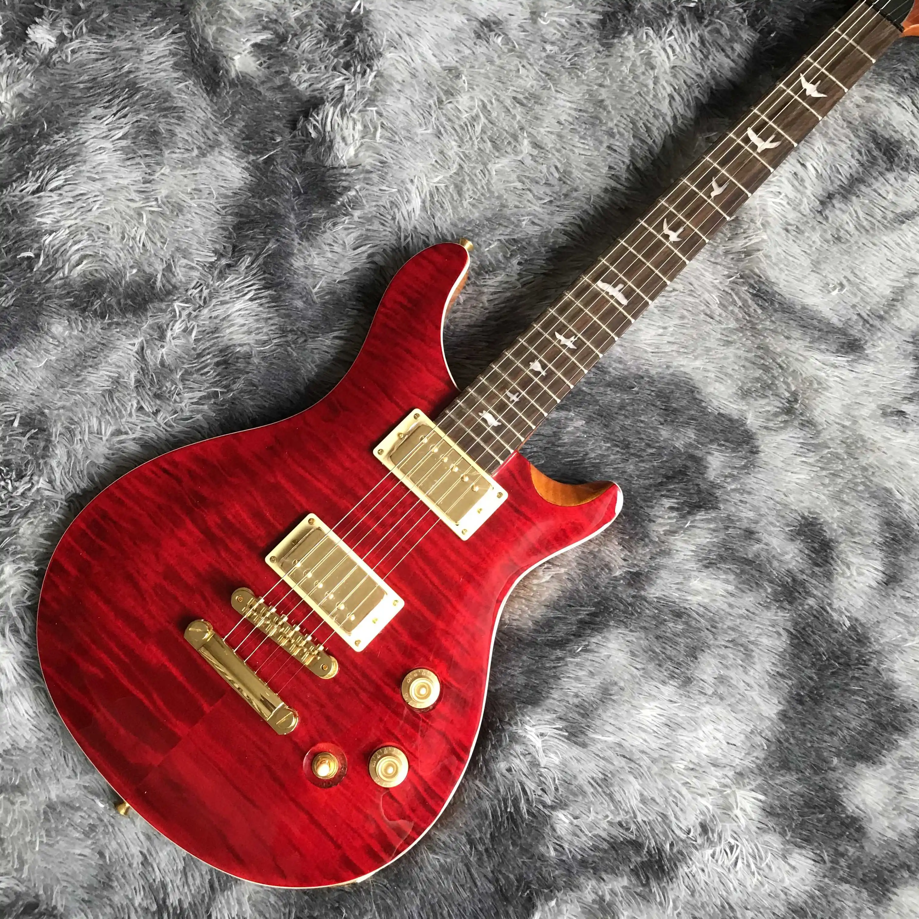 

Free shipping,Wine red, special-shaped, white decoration, electric guitar,2022 new pop, high-end custom,