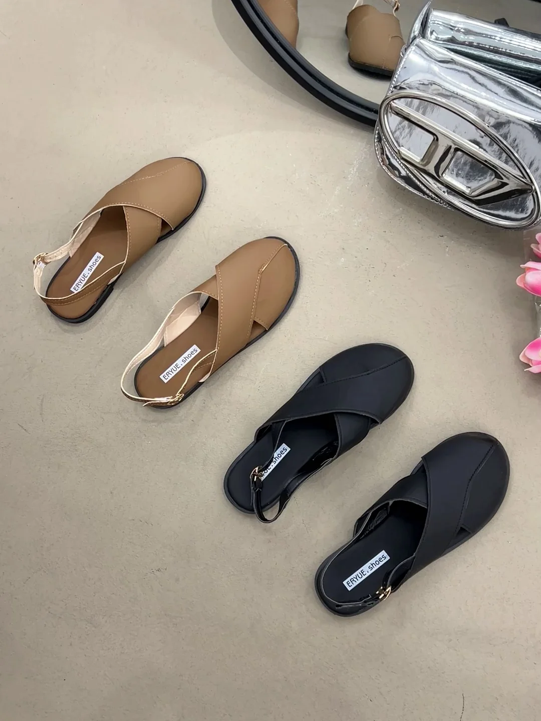

Clear Heels Roman Sandals Black Shoes for Women 2023 Summer Soft Gladiator Beige Closed Girls Flat Retro Comfort New Scandals PU