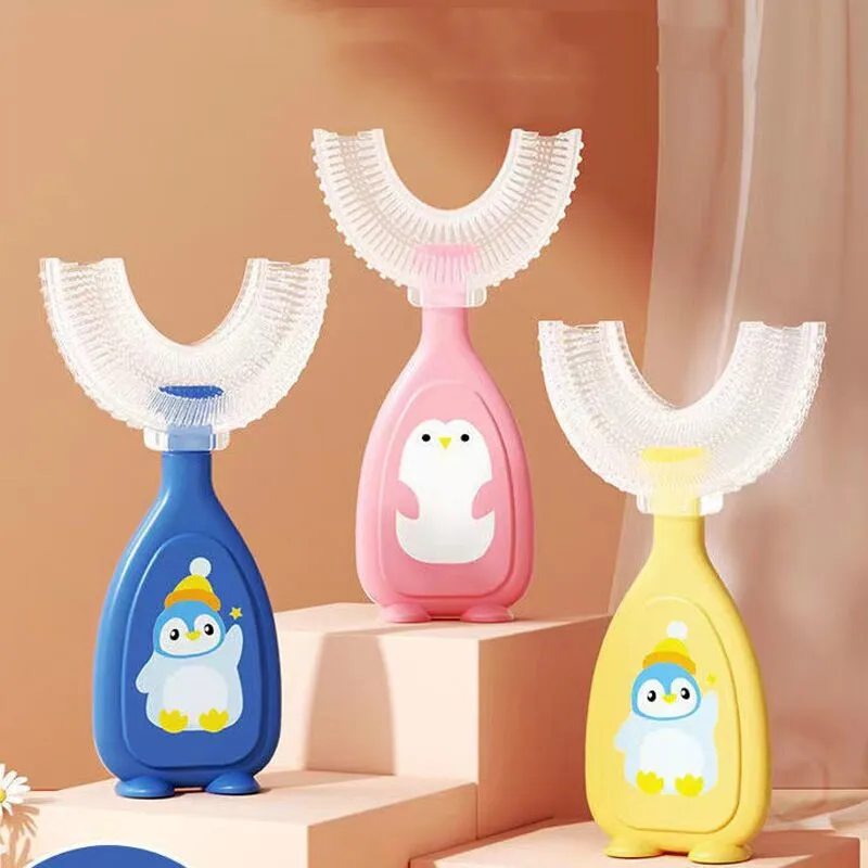 50Pcs/Lot Baby Toothbrush Children 360 Degree U-shaped Child Toothbrush Teethers Soft Silicone Baby Brush