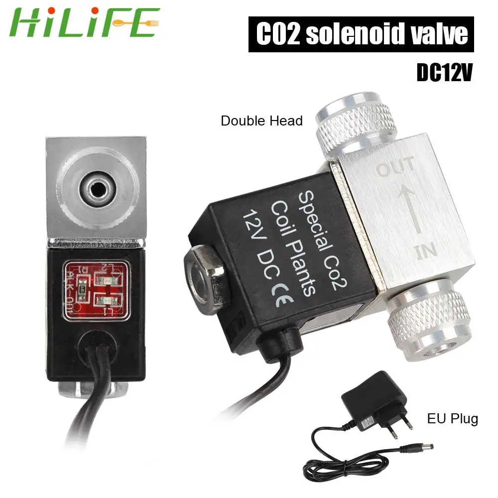 

HILIFE Aquarium Solenoid Valve DC 12V Electric CO2 System Regulator Double Head EU Plug for Fish Tank Magnetic Valve