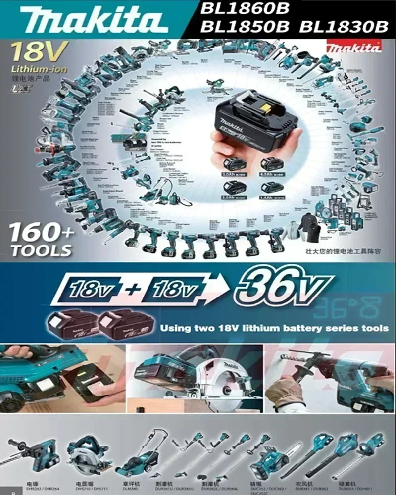 Оригинальный аккумулятор Makita 6Ah для 18 В BL1830B BL1850B BL1850 BL1840 BL1860 BL1815 сменный литиевый