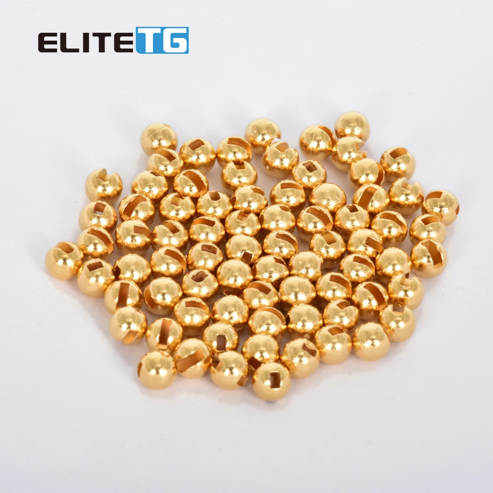 Elite TG 100pcs 3.0-6.4mm golden Tungsten Slotted Beads Fly Tying Material Fly Fishing Tungsten Beads,Alloy Fly Tying Material enlarge