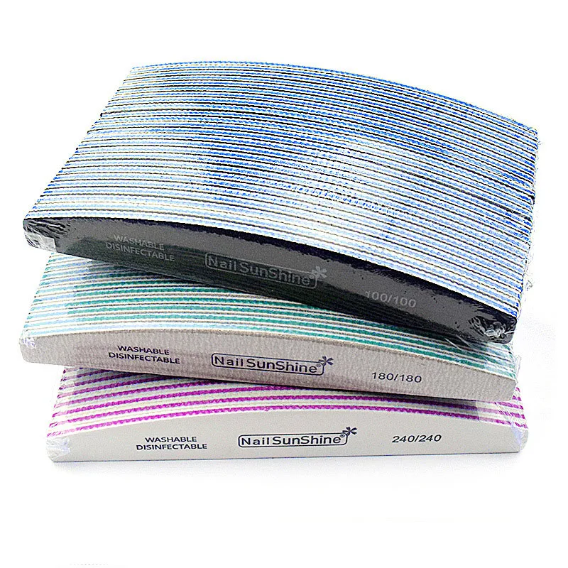 

25 шт./партия, двусторонние пилки для ногтей, 100/180/240 мм