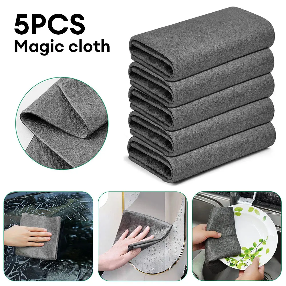 

5Pcs Thickened Cleaning Cloth Reusable Microfiber Water Absorption Glass Wipe No Watermark Glass Wiping Cloth Kitchen Towel