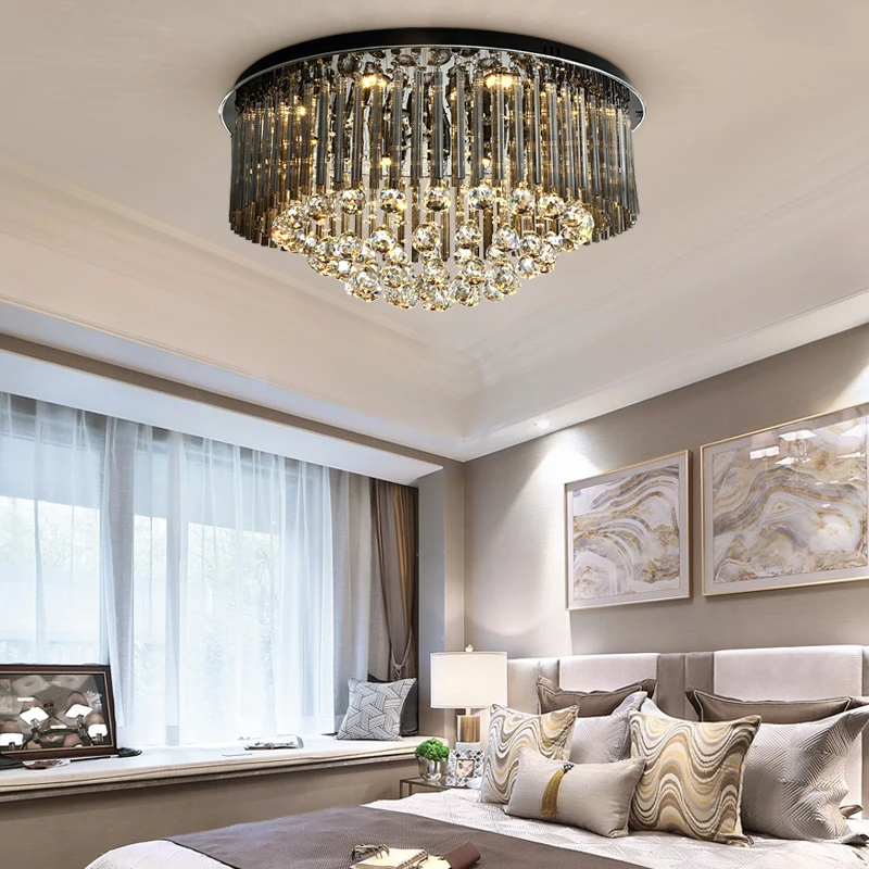 

Хрустальная потолочная лампа, современный роскошный круглый подвесной светильник для гостиной, спальни, комнатное домашнее освещение