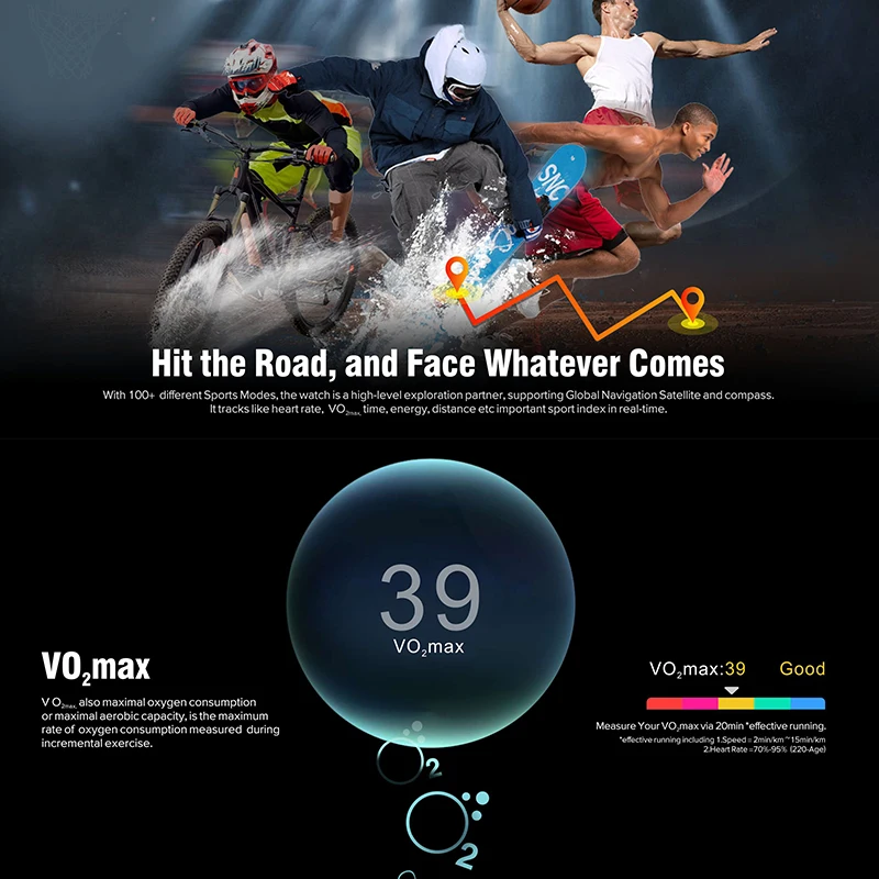 Спортивные Смарт-часы CR130 GPS AMOLED дисплей 1 32 дюйма пульсометр SpO2 VO2 максимальная