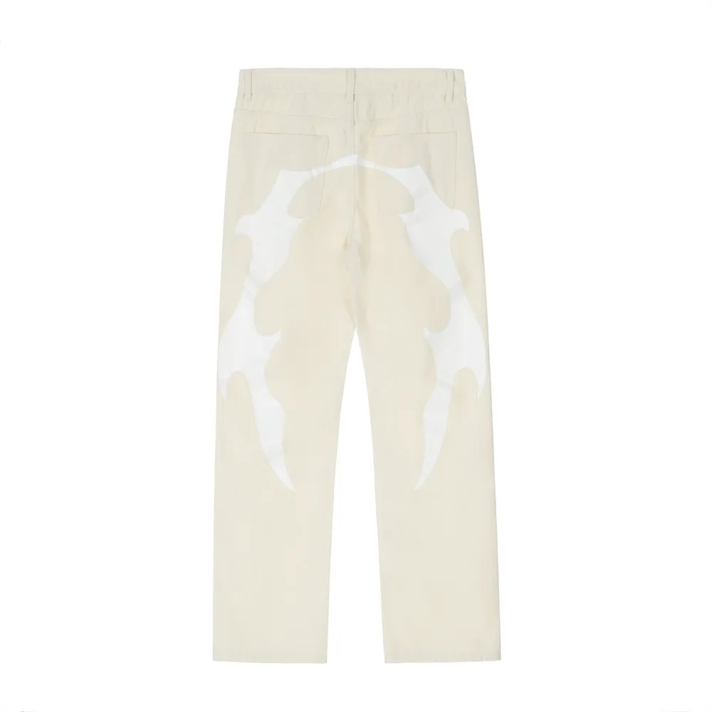 Hip Hop Streetwear for Men Fashion Trousers Y2K Embroidery Print Denim Baggy Jeans Casual Designer Straight Pants Dropshipping