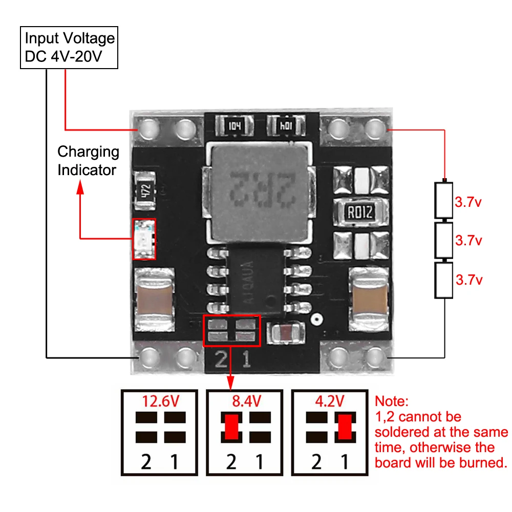 3S Battery 18650 Charger Module Li-ion Lithium Step Down Protection Board Power Bank Module 2A 4.2V/8.4V/12.6V Voltage Protect