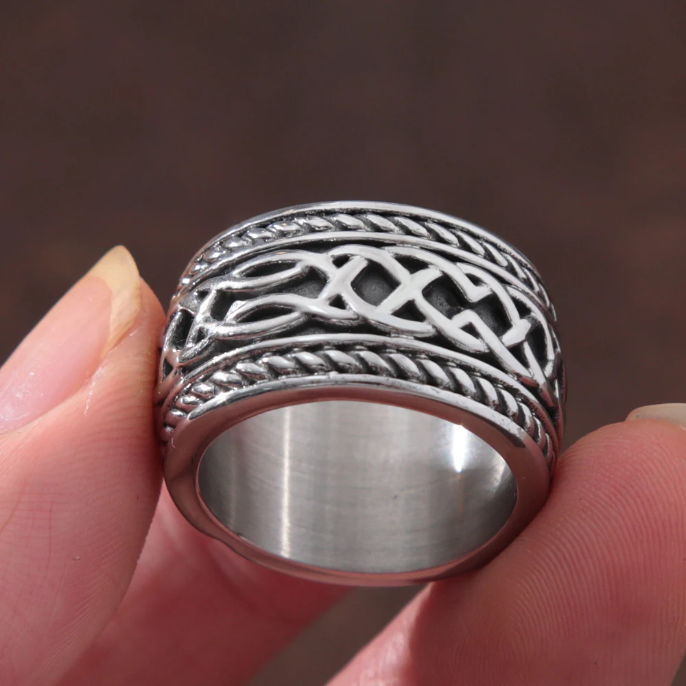 

Nordic Stainless Steel Celtics Spiral Knot Ring Men Women Punk Retro Viking Ring Amulet Jewelry Gift Free Shipping