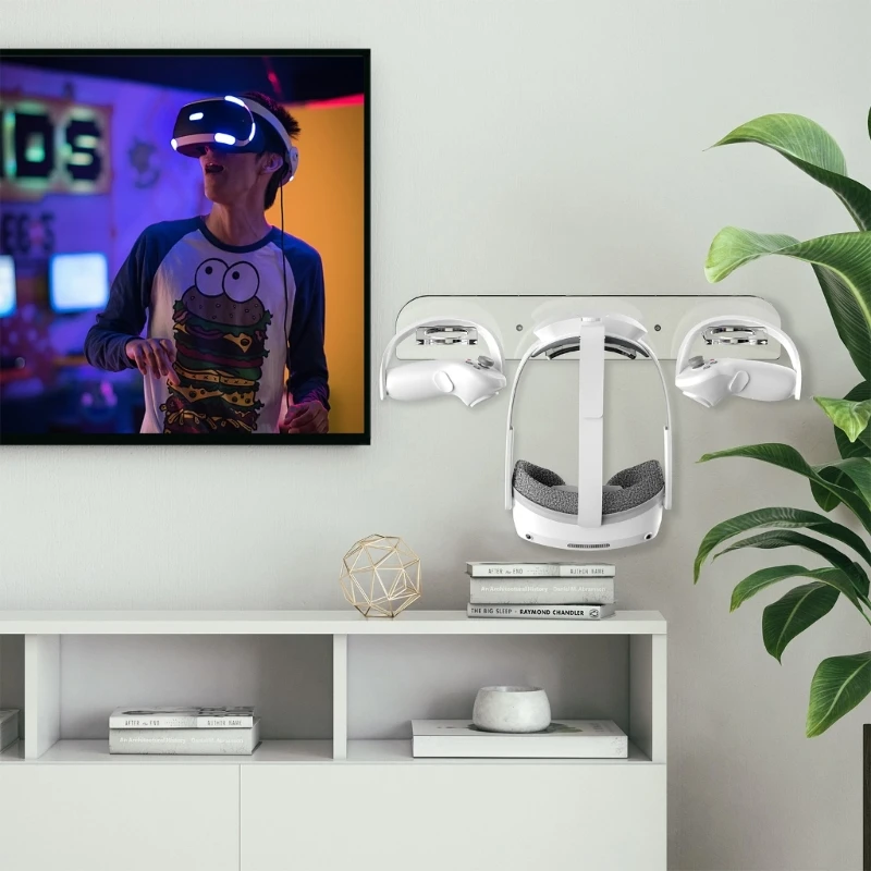 

VR Wall Storage Mount for Pico 4 VR Headset and Touch Controllers Storage Organizers Stable Rack Stand Accessories F19E