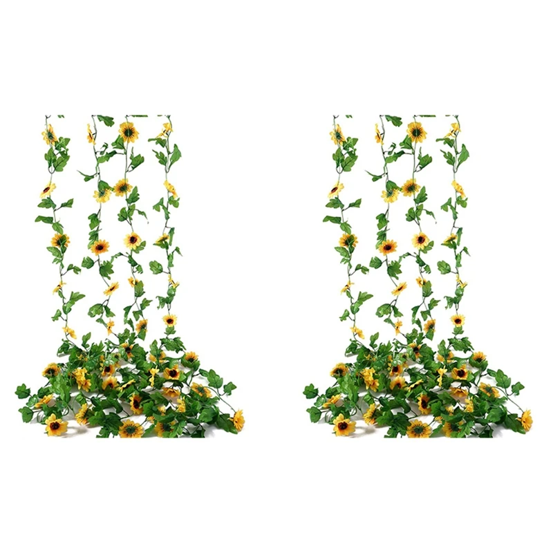 

Искусственная фотография, искусственная Подсолнечная лоза из шелка с листьями, искусственные цветы, подвесное настенное украшение «сделай сам», венок, 8 шт.