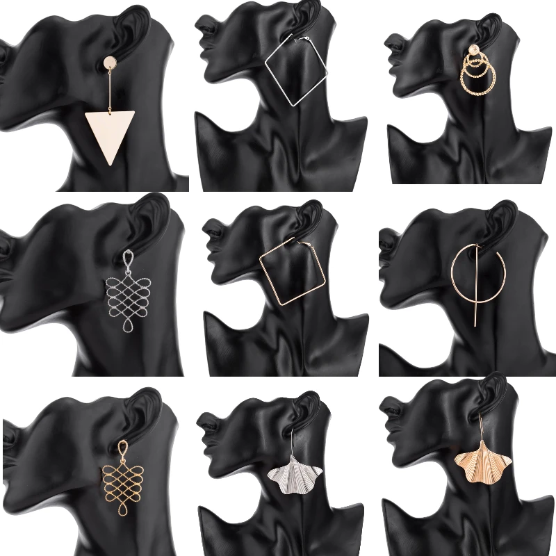 

1Pair Retro Fashion Geometric Pendant Earrings Round Metallic Gold Drop Earrings Exaggerated Personality Earrings for Women