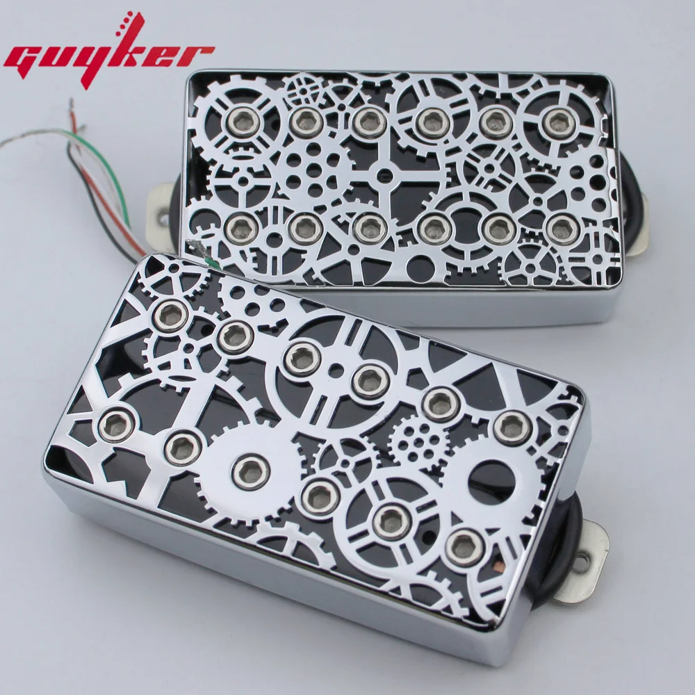 

1 комплект звукосниматель гуйкер Alnico Humbucker LP гитара хромированная поверхность узор/Цветочная схема звукосниматель гитары